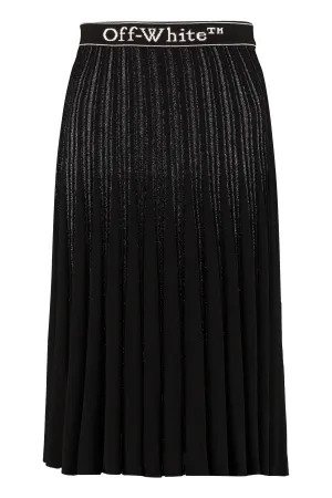 Off-White Logo Band Lurex Pleated Skirt