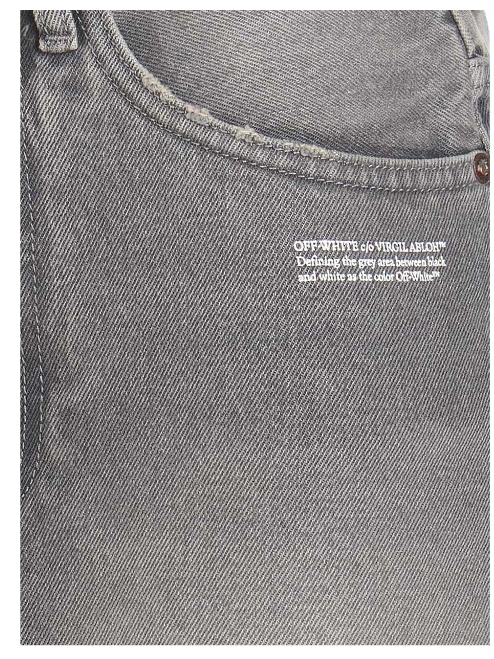 Off-White Logo Printed Distressed Denim Skirt