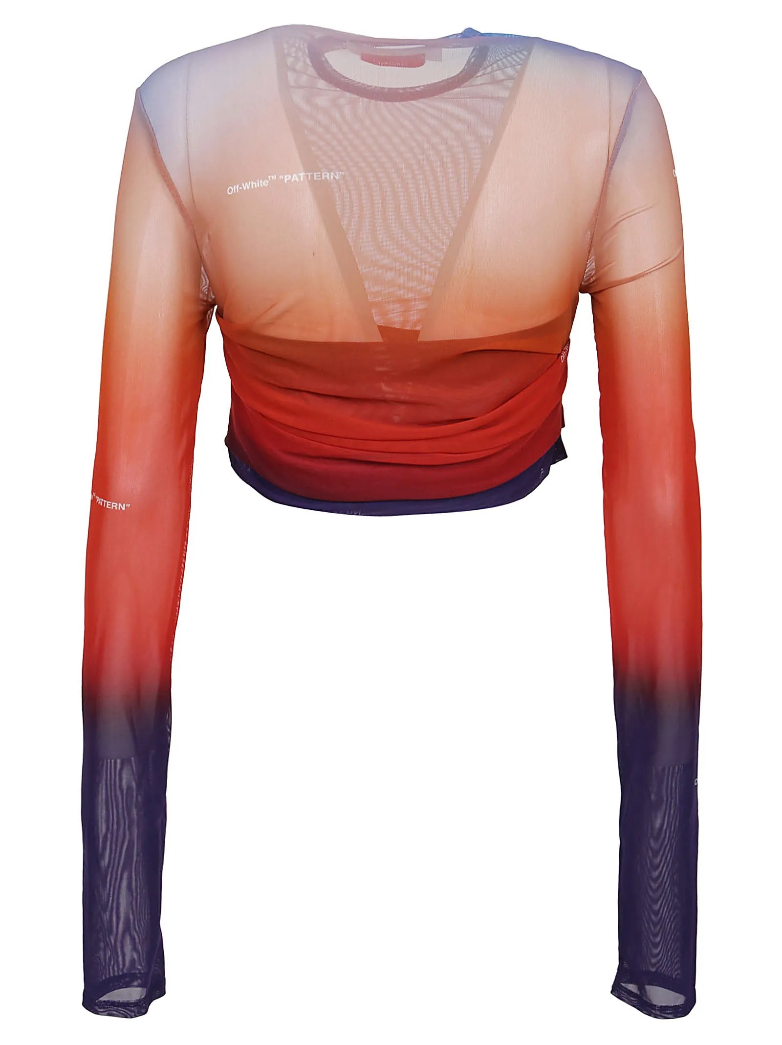 Off-White Tulle Long-Sleeved Cropped Top