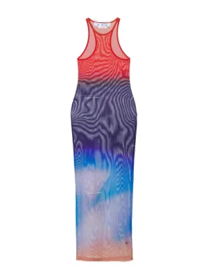 Off-White Two-Tone Sleeveless Midi Dress