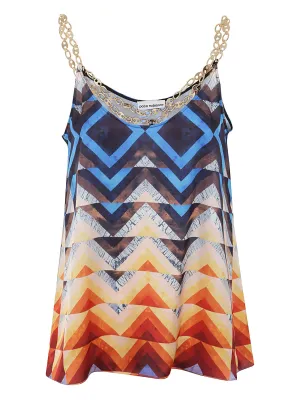 Paco Rabanne Color Blocked Chain Detailed Top