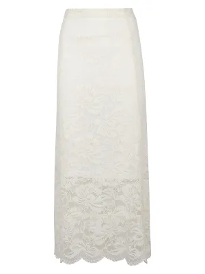 Paco Rabanne High-Waisted Lace Midi Skirt