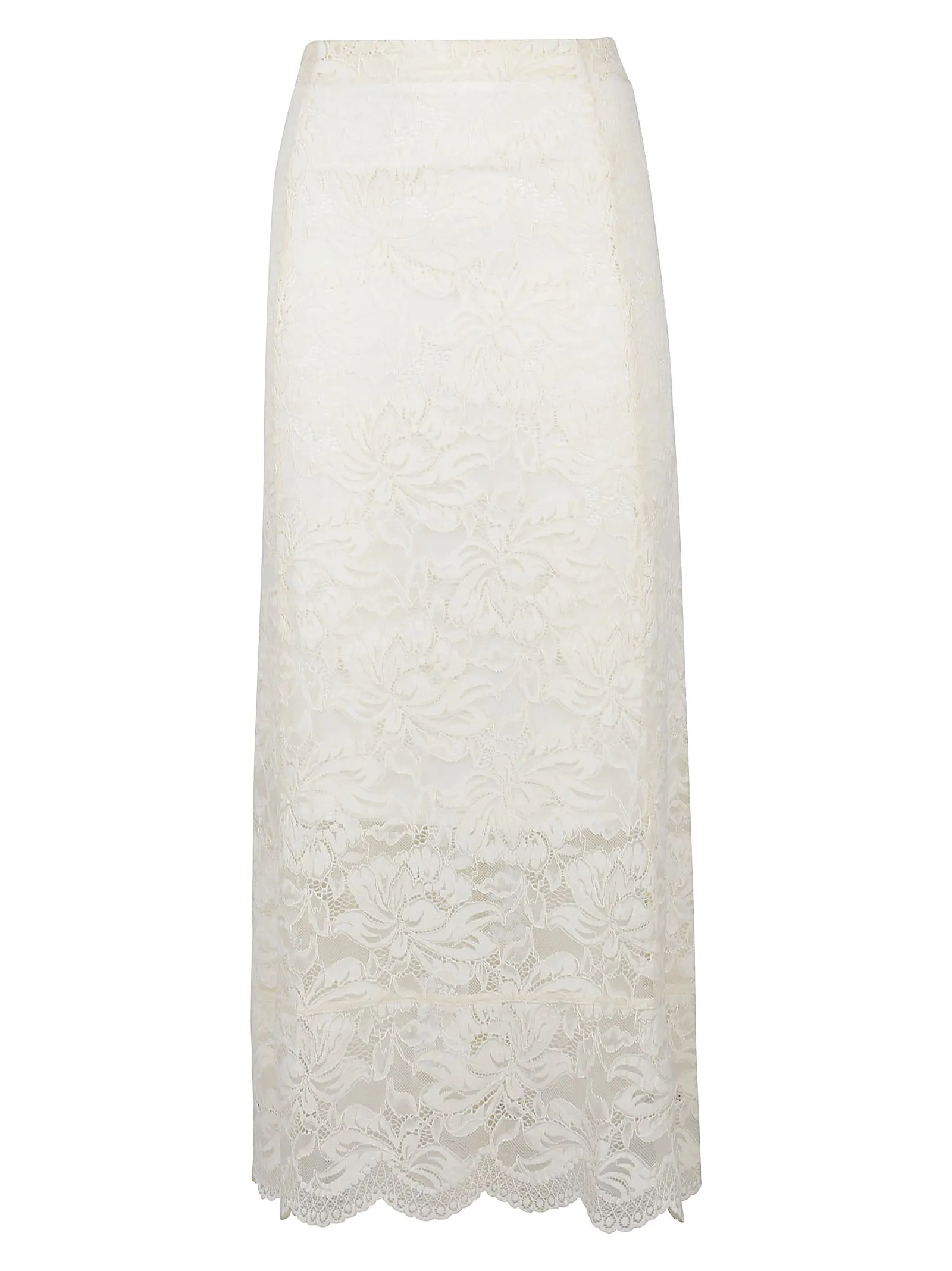 Paco Rabanne High-Waisted Lace Midi Skirt