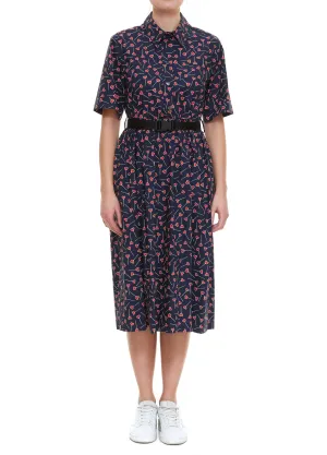 P.A.R.O.S.H. Heart Print Belted Midi Dress