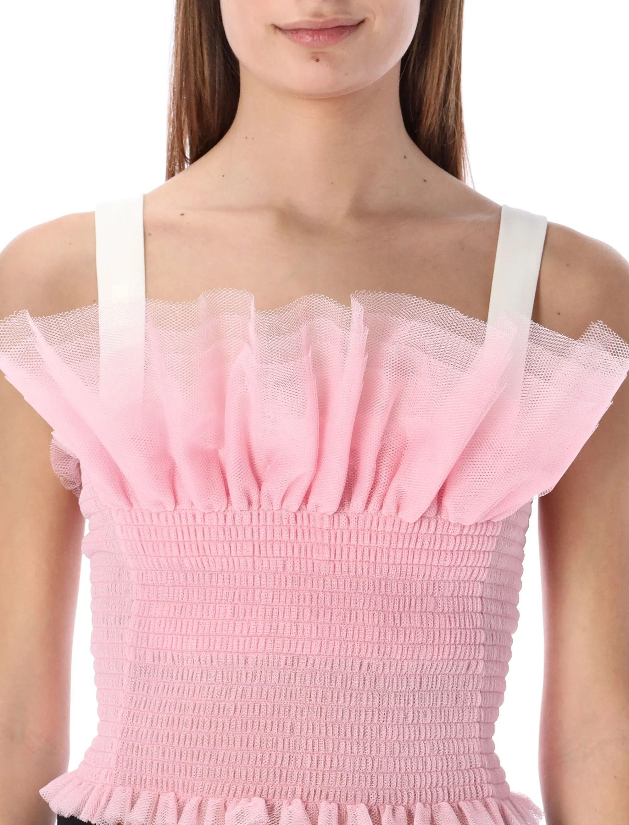Philosophy Di Lorenzo Serafini Sleeveless Tulle Cropped Top