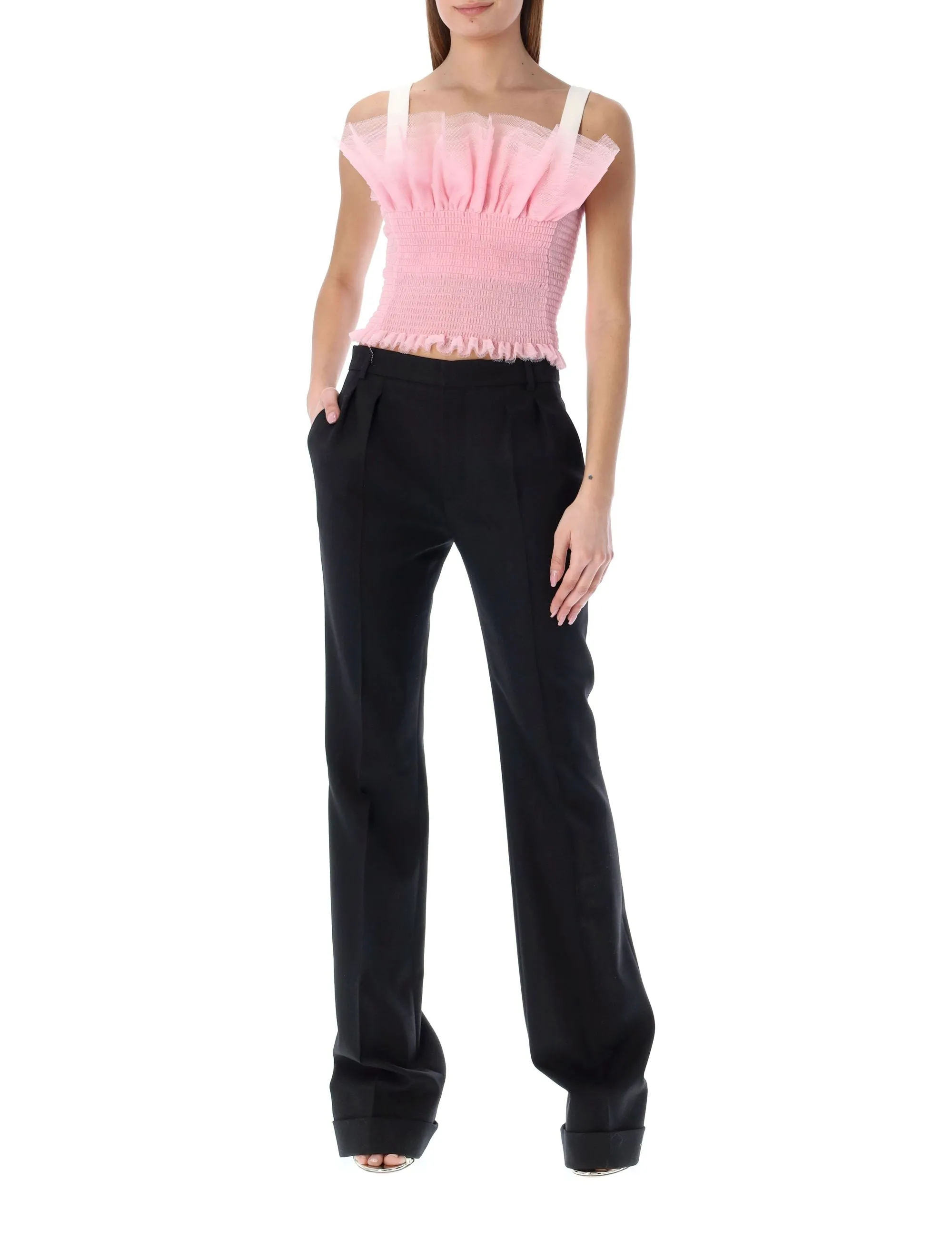 Philosophy Di Lorenzo Serafini Sleeveless Tulle Cropped Top