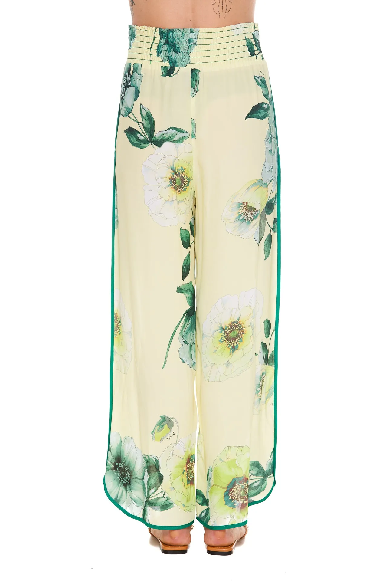 Pinko Allover Rose Printed Wide Leg Pants