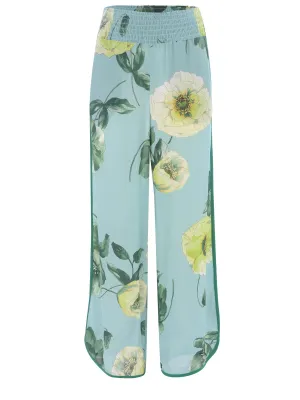 Pinko Allover Rose Printed Wide Leg Pants