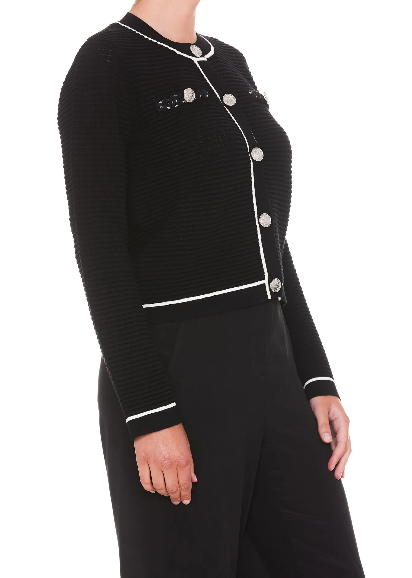 Pinko Button Detailed Crewneck Jacket