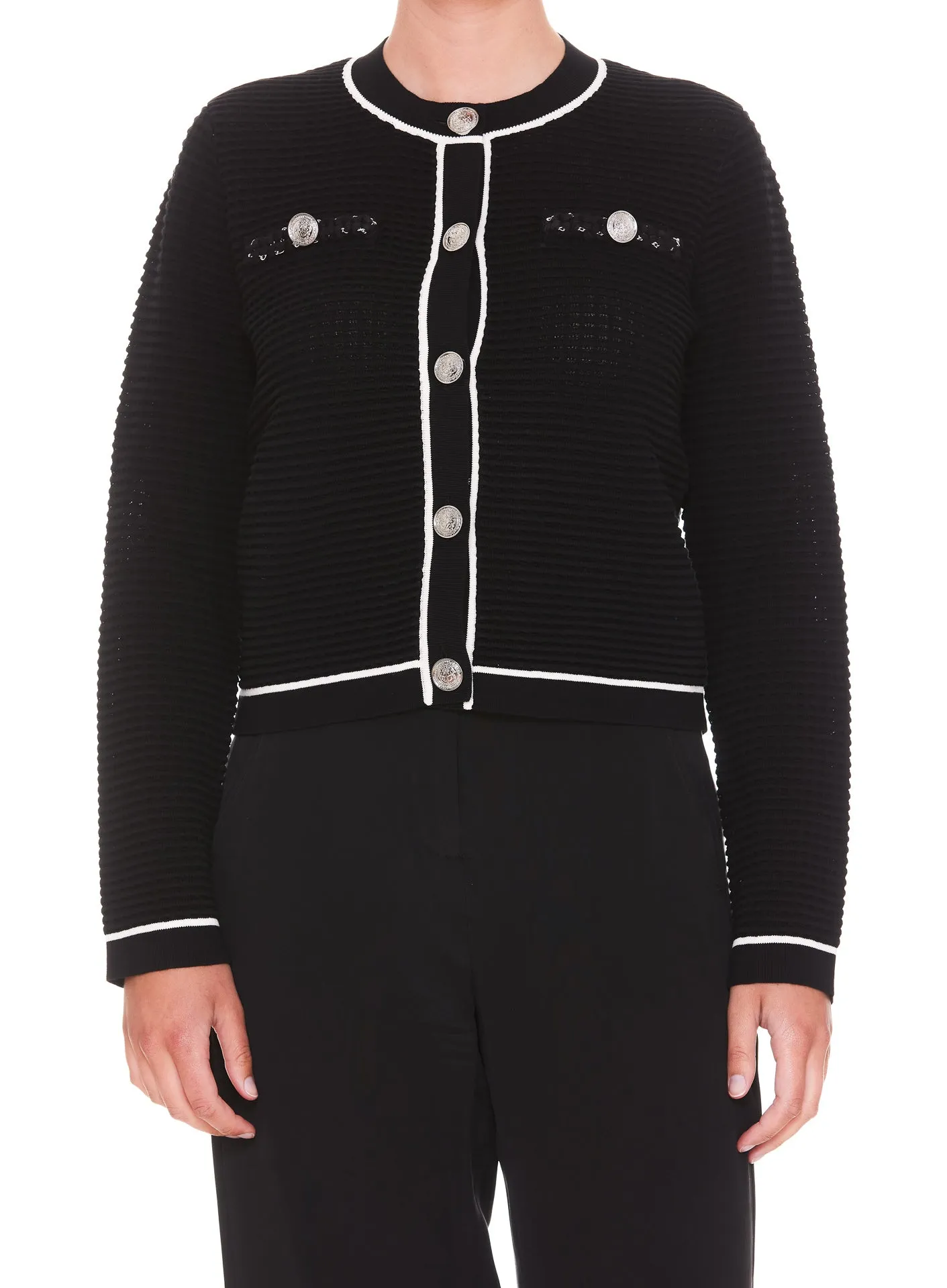 Pinko Button Detailed Crewneck Jacket
