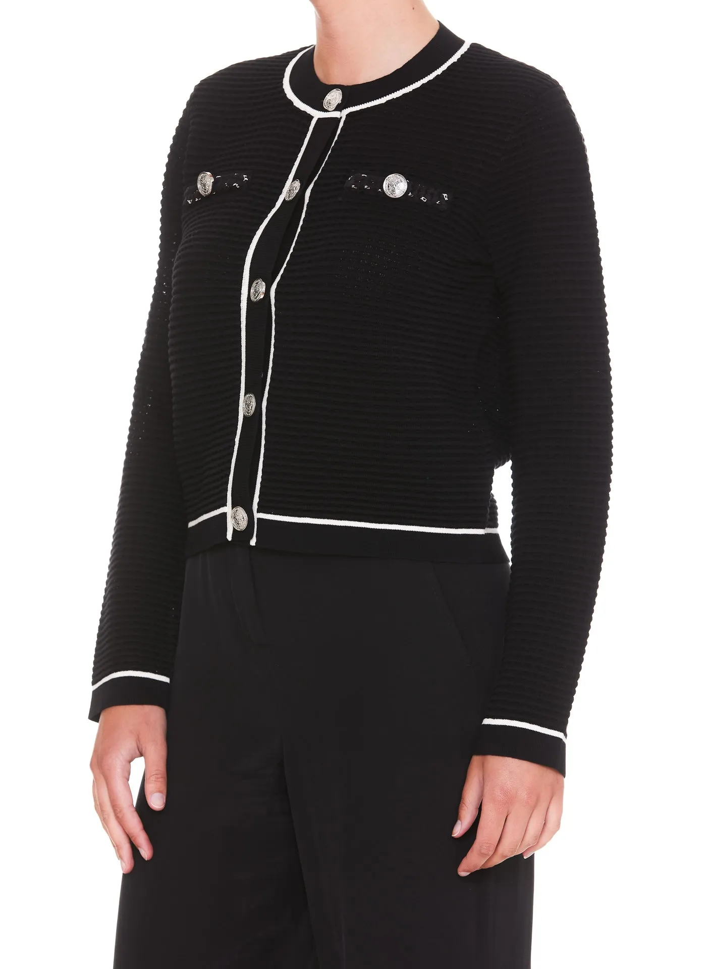 Pinko Button Detailed Crewneck Jacket