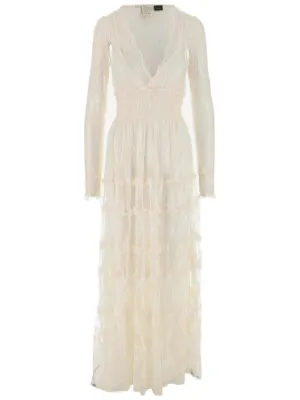 Pinko Floral Embroidered Tulle Maxi Dress