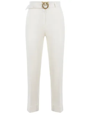 Pinko Logo Belted Waist Straight Leg Trousers