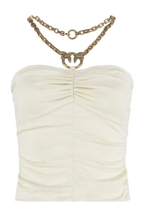 Pinko Logo-Plaque Halterneck Ruched Top