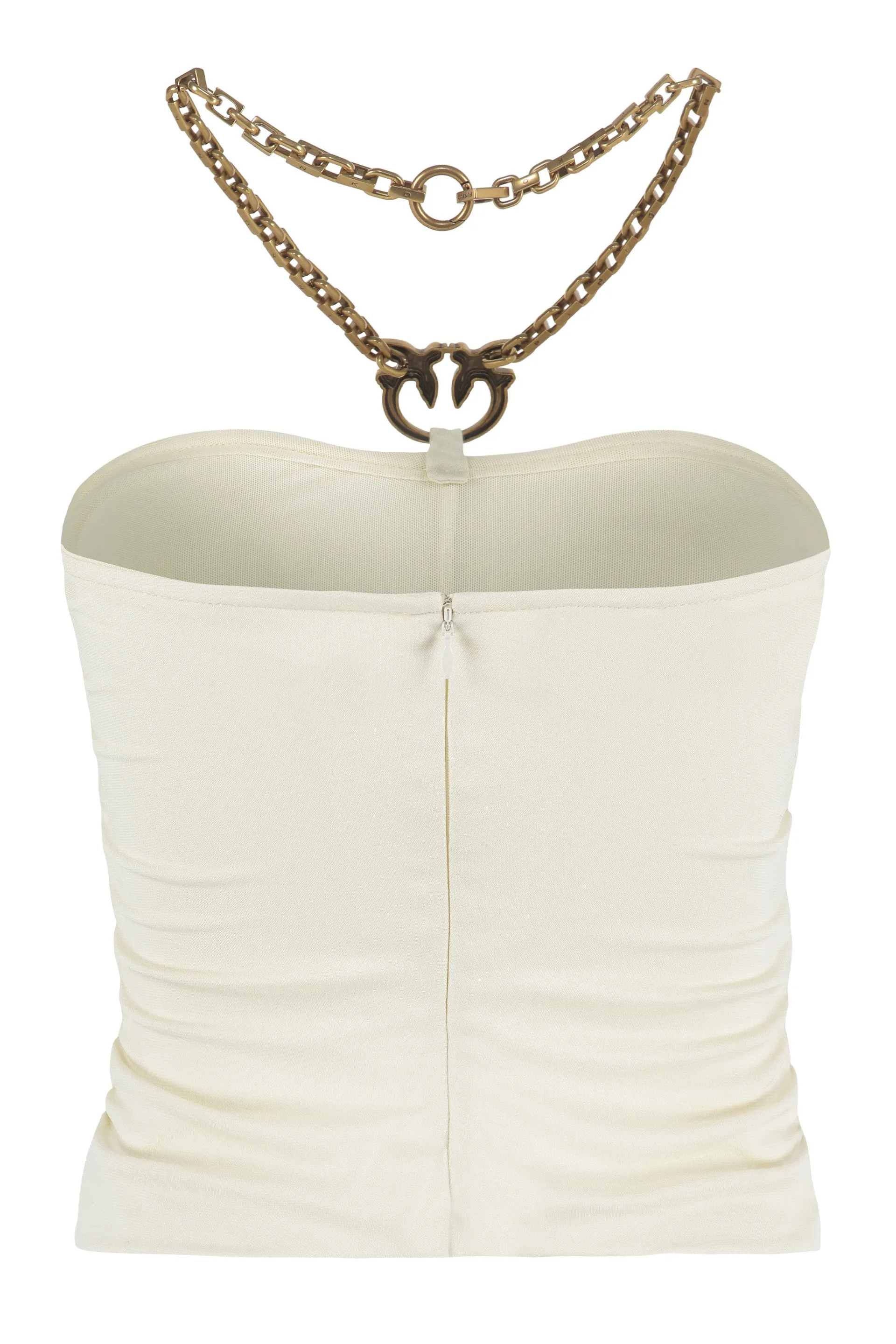 Pinko Logo-Plaque Halterneck Ruched Top