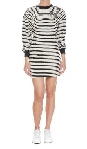 Pinko Love Bird Embellished Striped Mini Dress