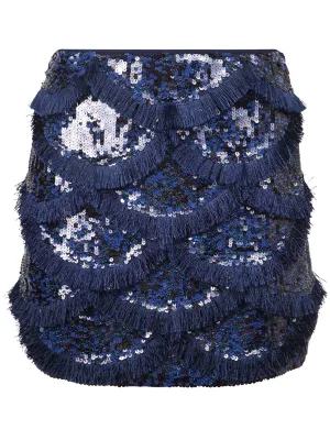 Pinko Sequin Embellished Fringed Mini Skirt