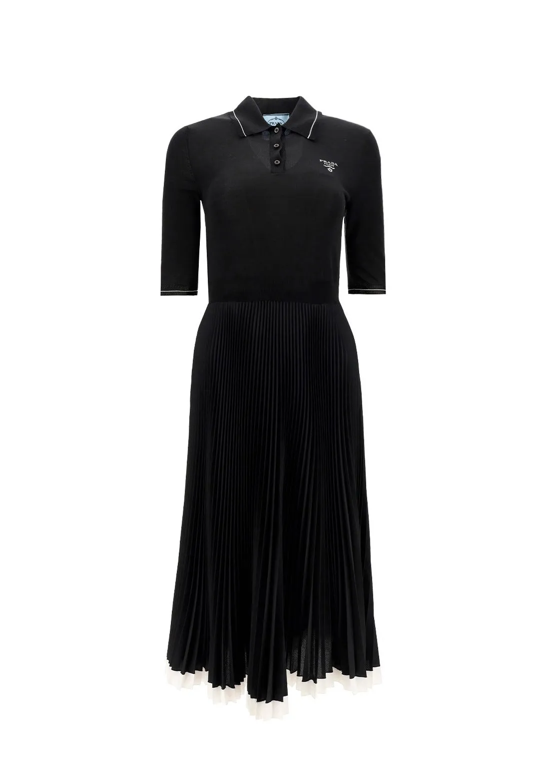 Prada Logo Intarsia Midi Polo Dress