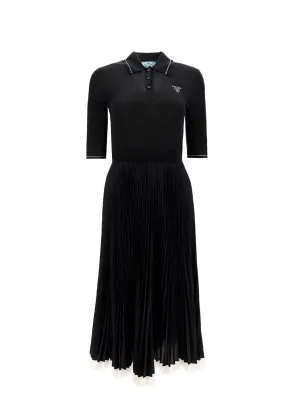 Prada Logo Intarsia Midi Polo Dress