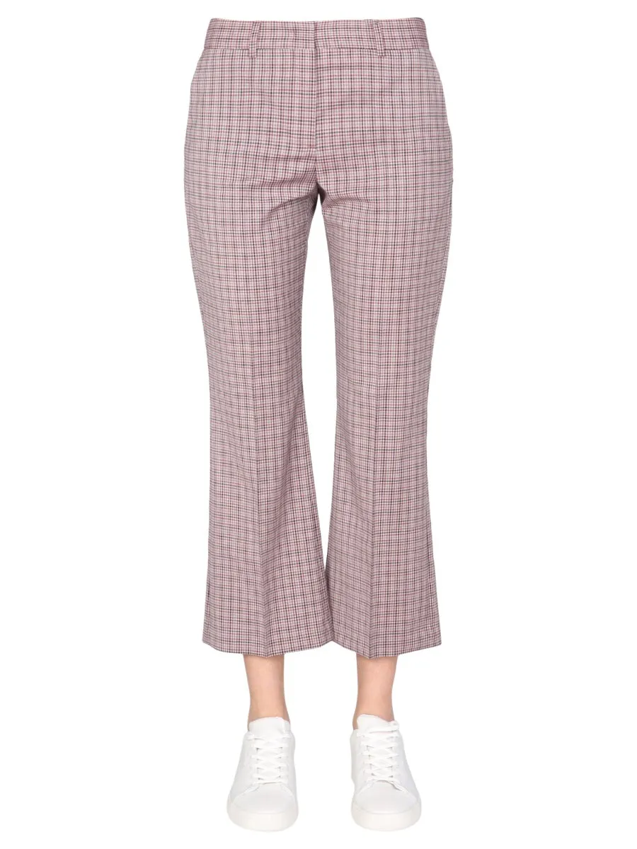 PS Paul Smith Checked Flared Cropped Trousers