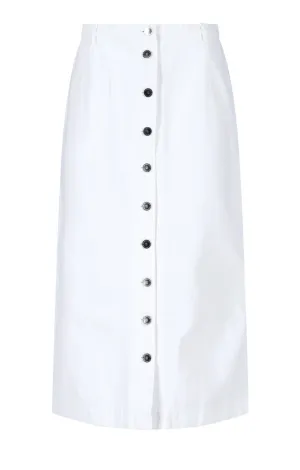 Raf Simons Button-Up Denim Midi Skirt