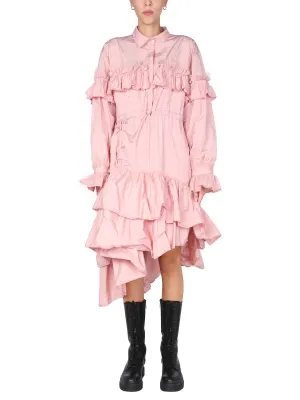 REDValentino Asymmetric Ruffled Taffeta Dress