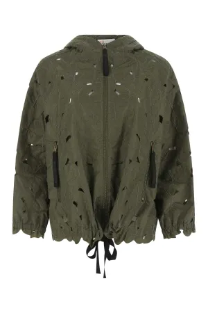 REDValentino Butterfly Cut-Out Drawstring Hooded Jacket