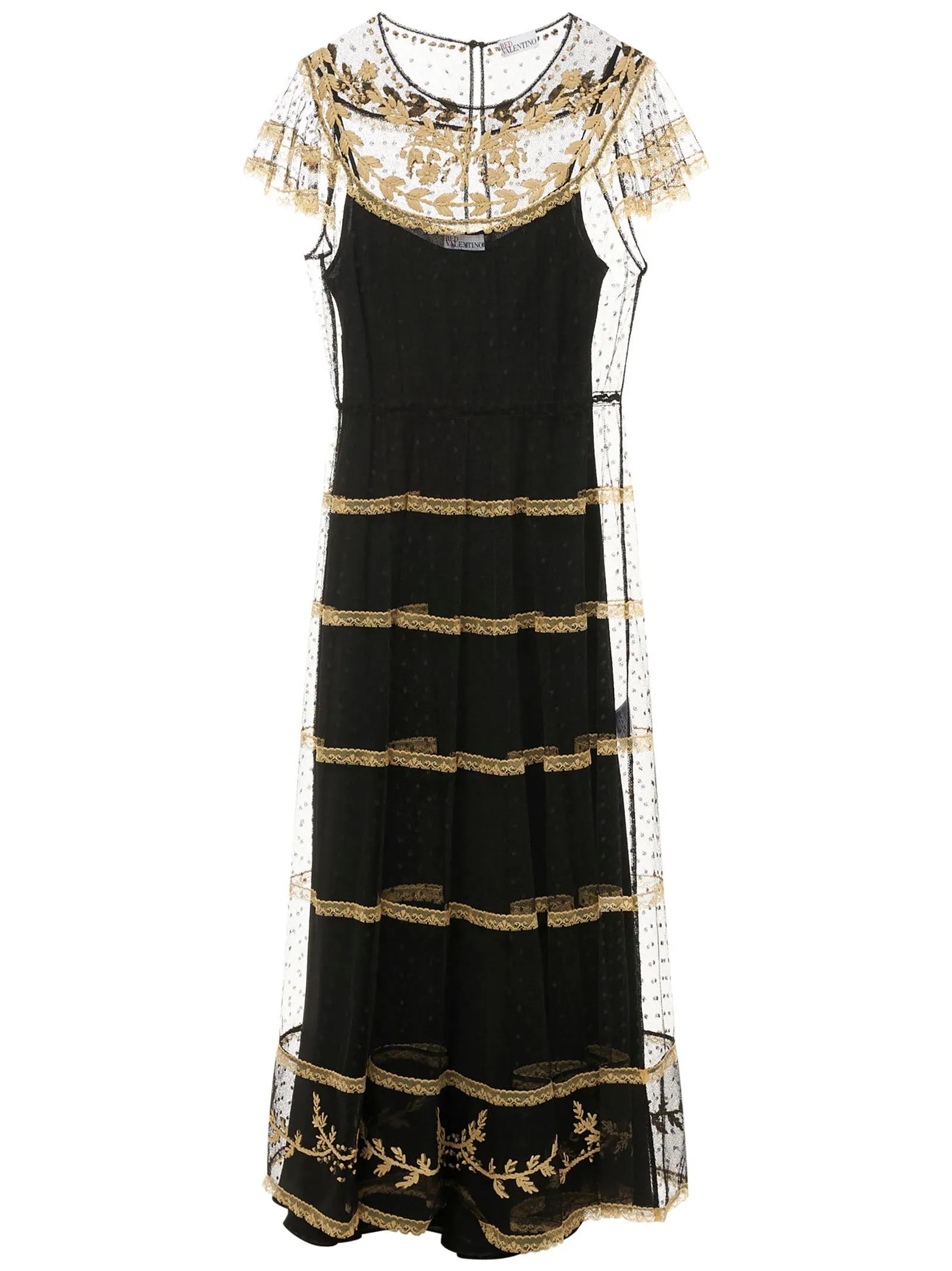 REDValentino Embroidered Detail Layered Maxi Dress