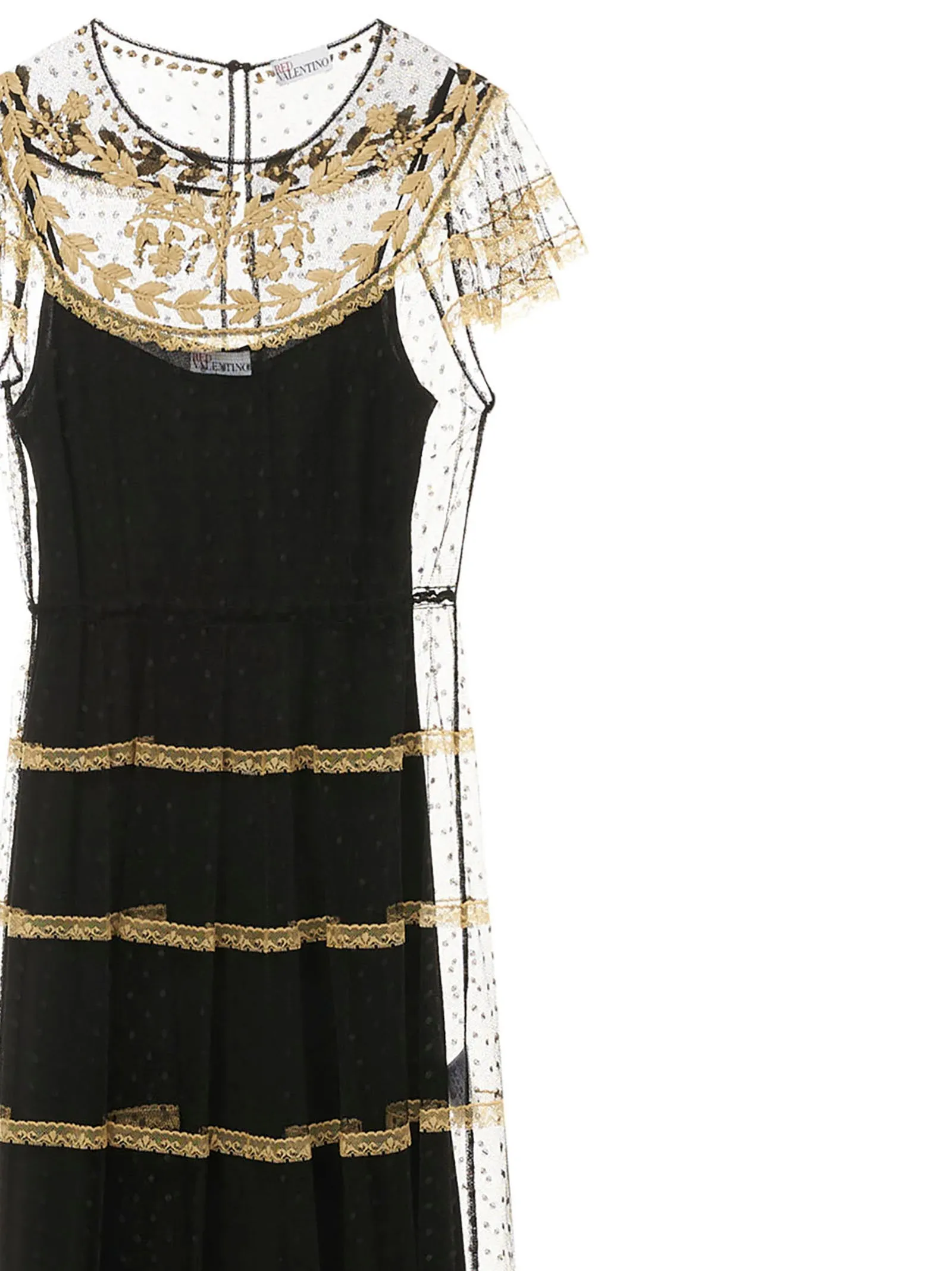 REDValentino Embroidered Detail Layered Maxi Dress