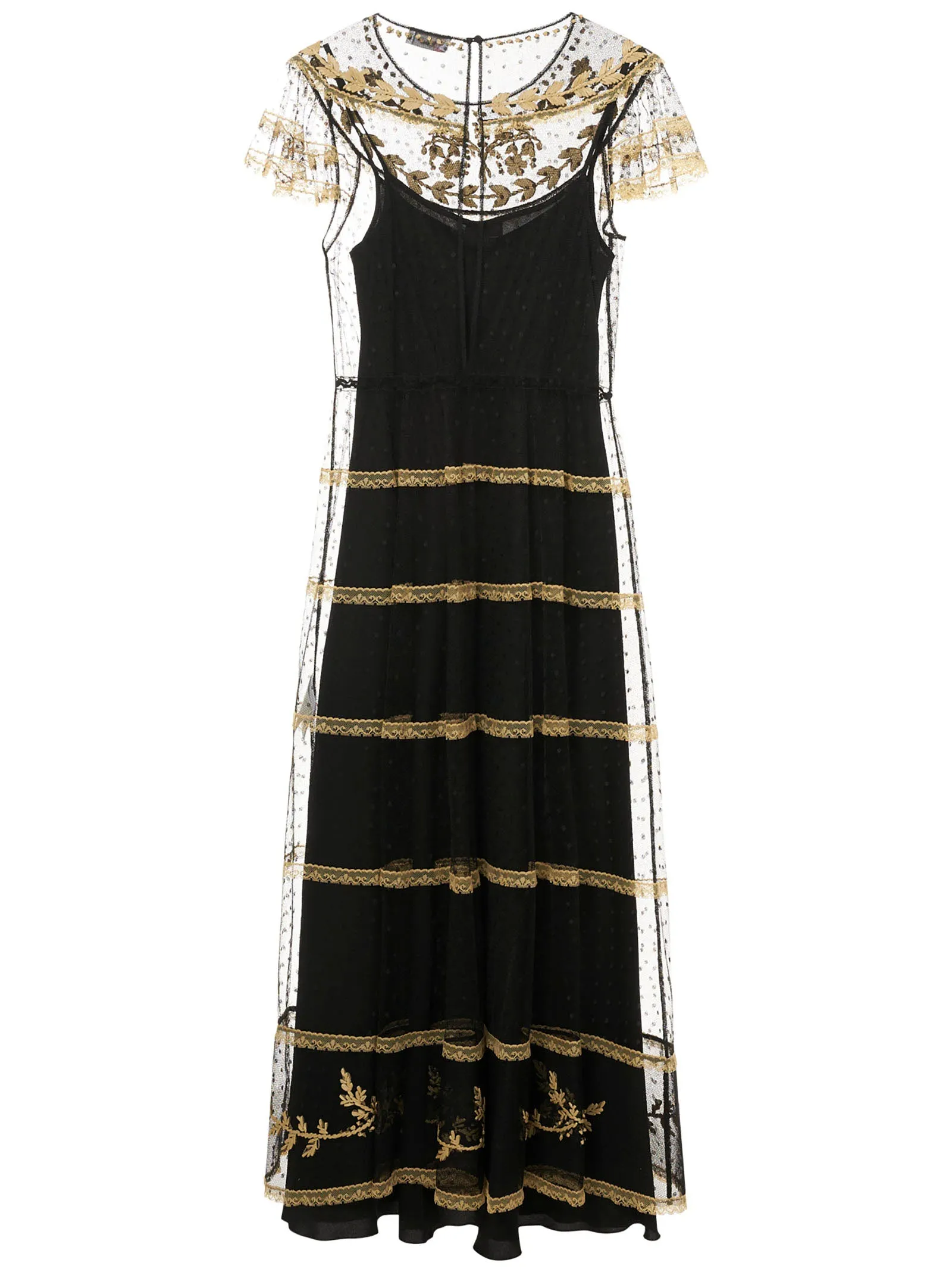 REDValentino Embroidered Detail Layered Maxi Dress