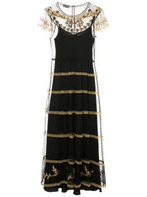 REDValentino Embroidered Detail Layered Maxi Dress