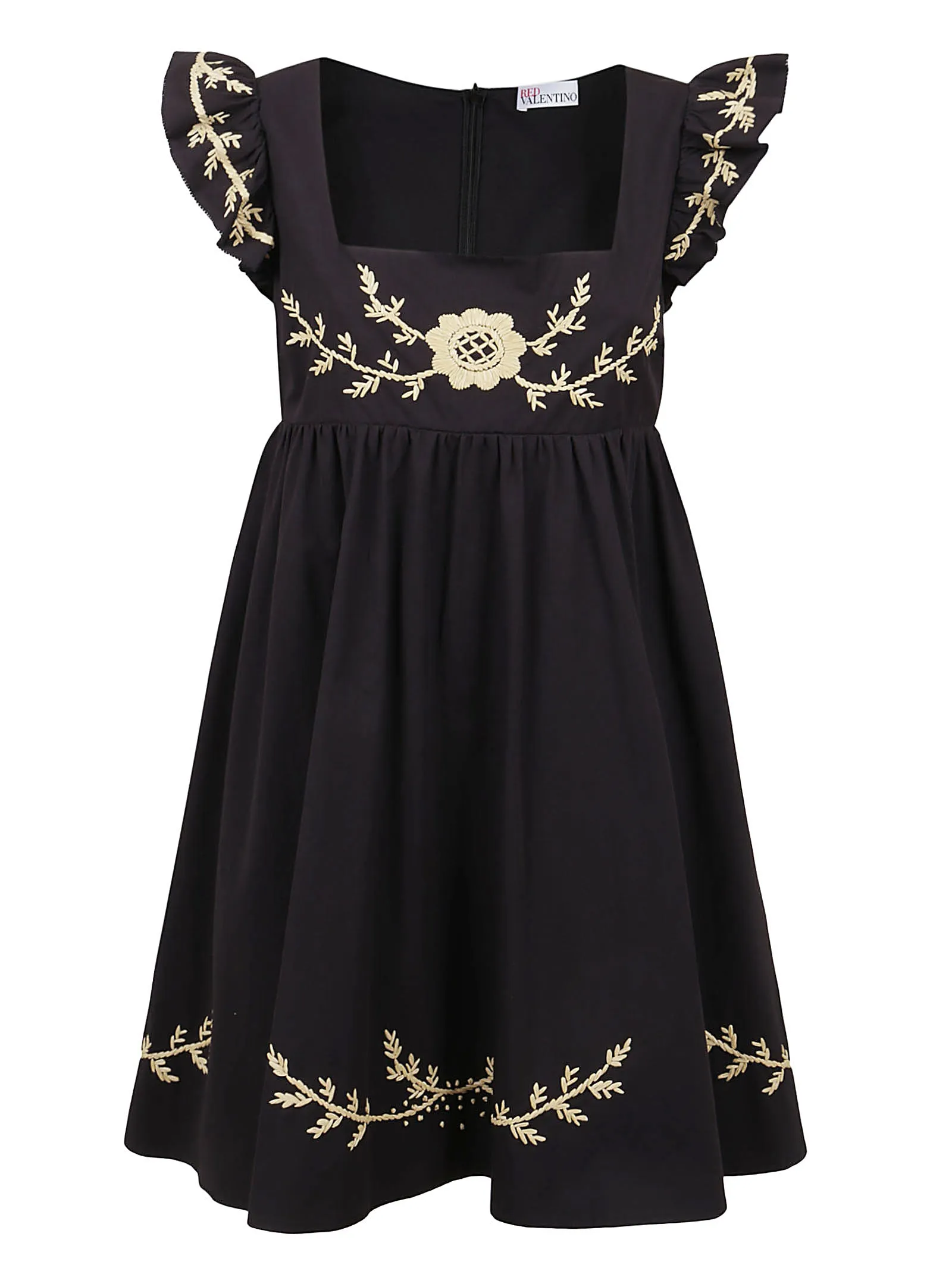 REDValentino Embroidered Square-Neck Mini Dress