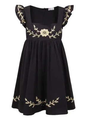 REDValentino Embroidered Square-Neck Mini Dress