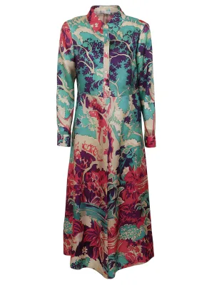 REDValentino Forest Printed Midi Shirt Dress