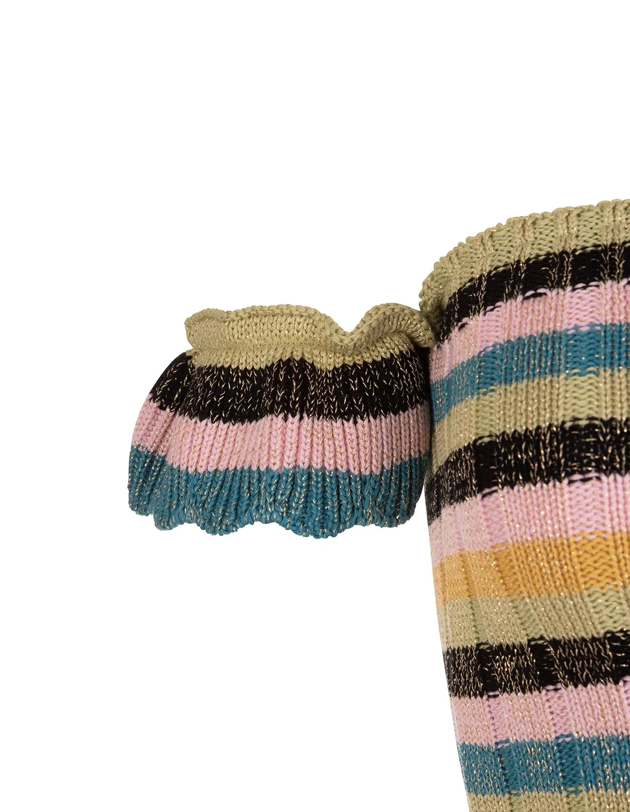 REDValentino Off-Shoulder Striped Cropped Top
