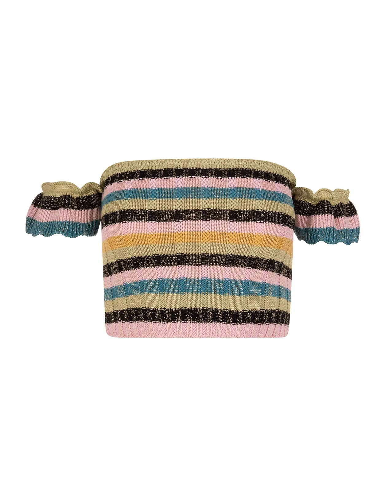 REDValentino Off-Shoulder Striped Cropped Top