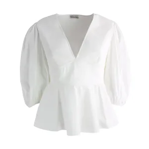 REDValentino Puff Sleeved Poplin Top