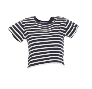 REDValentino Stripe Crewneck Cropped T-Shirt