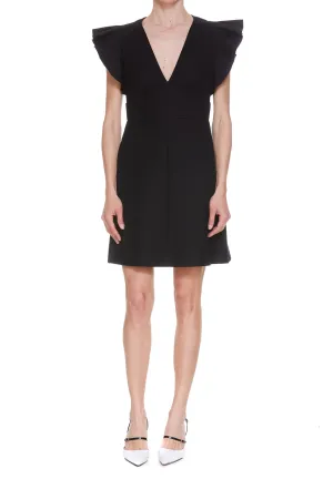 REDValentino V-Neck Ruffed Sleeveless Dress