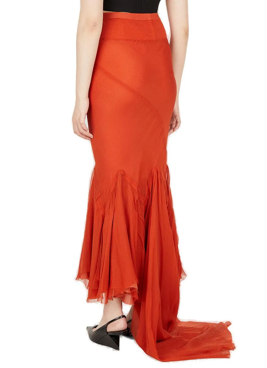 Rick Owens Divine Ruffle Detailed Midi Skirt