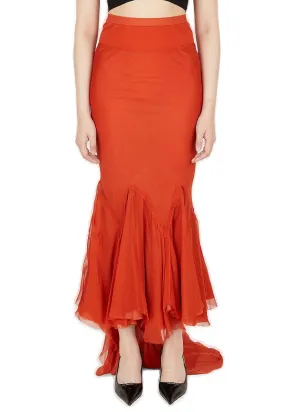 Rick Owens Divine Ruffle Detailed Midi Skirt