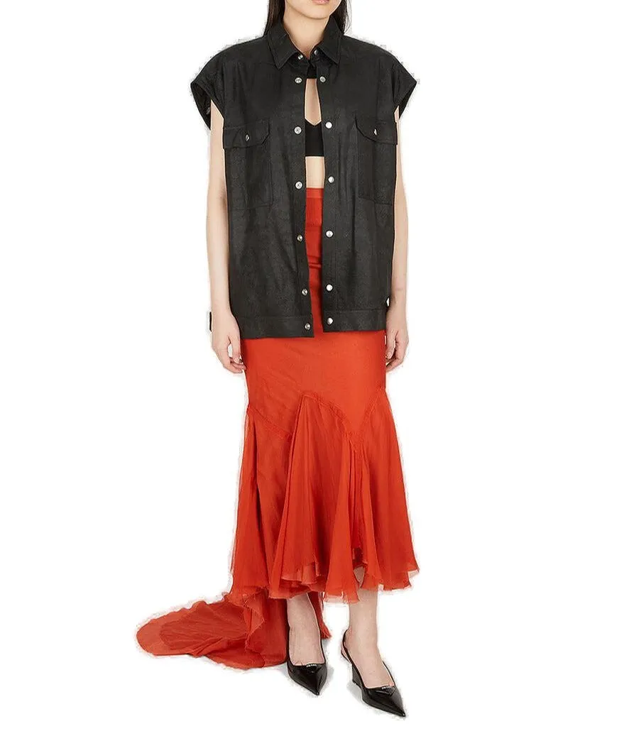 Rick Owens Divine Ruffle Detailed Midi Skirt