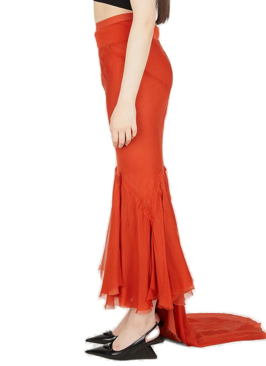 Rick Owens Divine Ruffle Detailed Midi Skirt