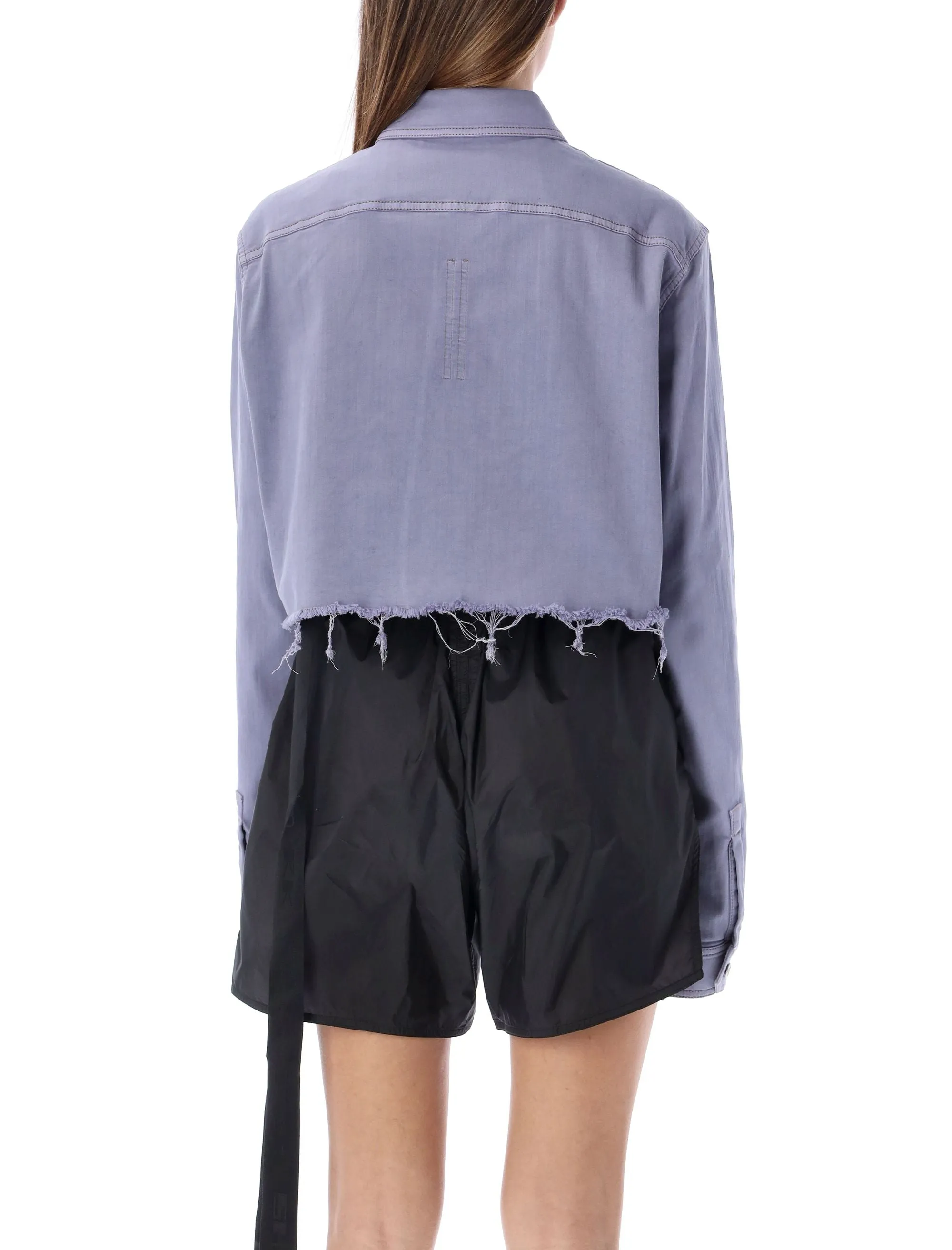 Rick Owens DRKSHDW Frayed Detailed Denim Jacket