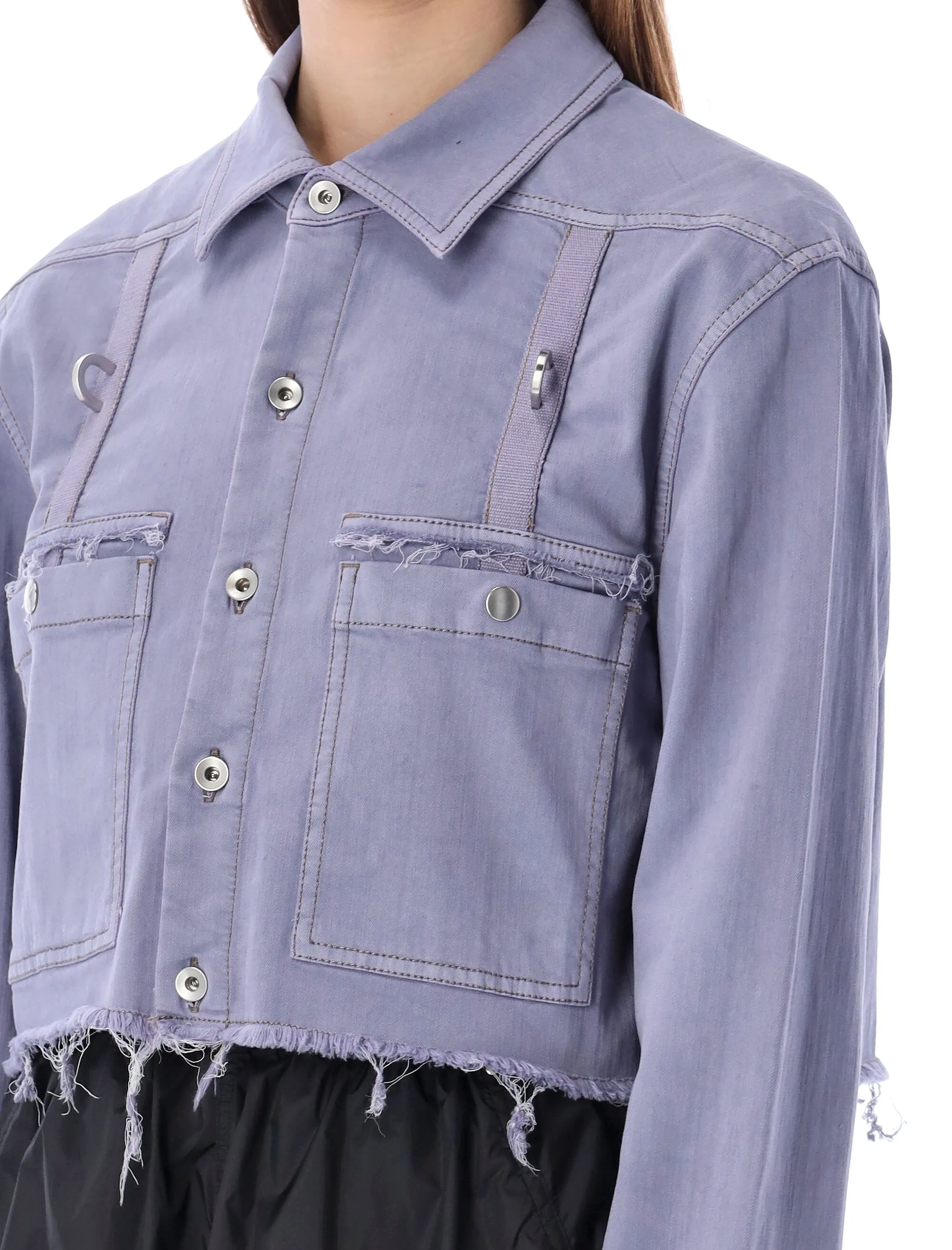 Rick Owens DRKSHDW Frayed Detailed Denim Jacket