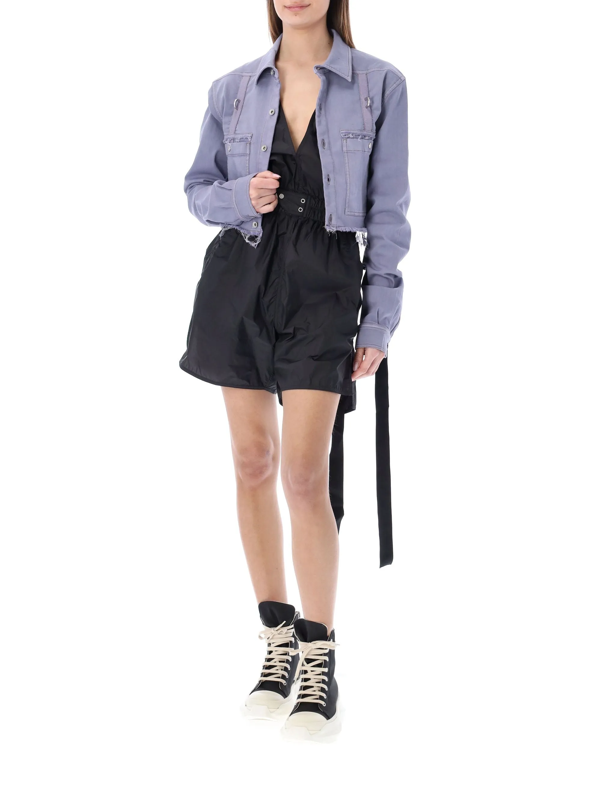 Rick Owens DRKSHDW Frayed Detailed Denim Jacket
