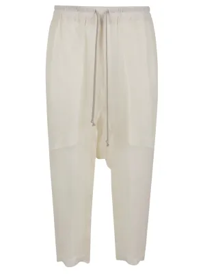 Rick Owens Drop-Crotch Drawstring Cropped Trousers