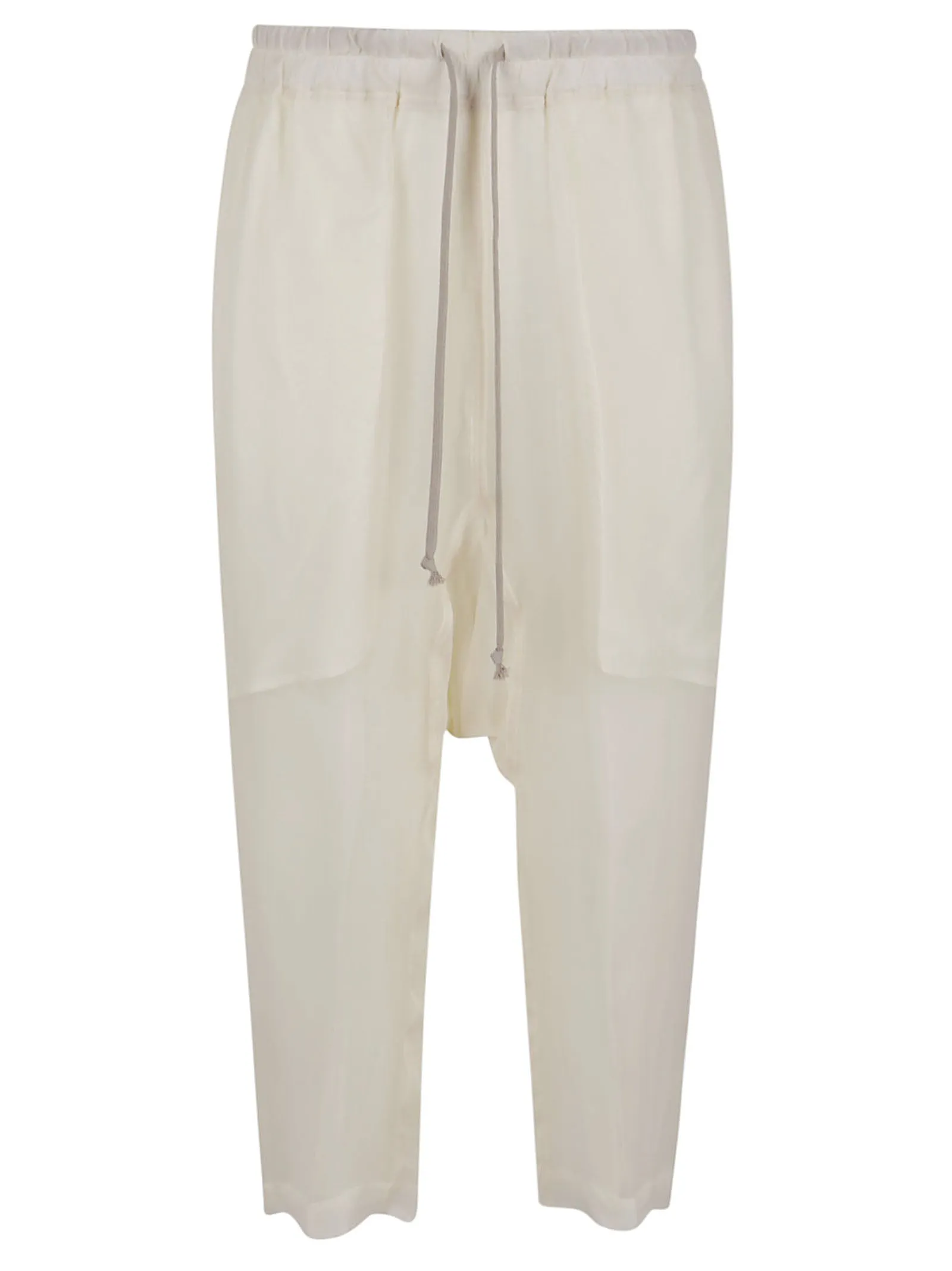 Rick Owens Drop-Crotch Drawstring Cropped Trousers