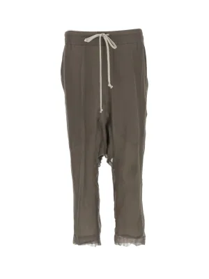 Rick Owens Drop-Crotch Drawstring Cropped Trousers