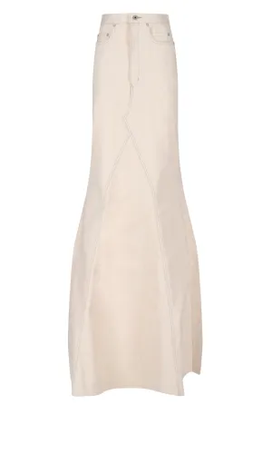Rick Owens Logo Patch Flared Maxi Denim Skirt